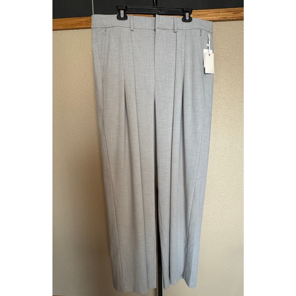 Good American Good ‘90s Pleated Wide Leg Pants Heather Grey 16 High Waist - NEW - Picture 3 of 9